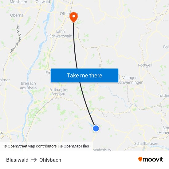 Blasiwald to Ohlsbach map