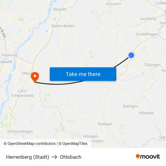 Herrenberg (Stadt) to Ohlsbach map