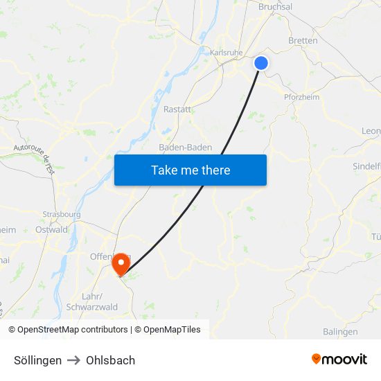 Söllingen to Ohlsbach map