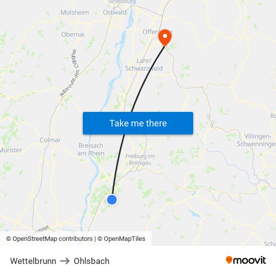 Wettelbrunn to Ohlsbach map