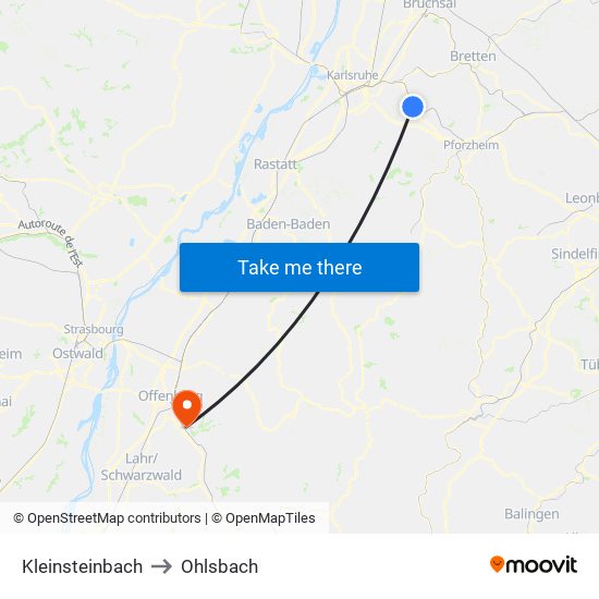 Kleinsteinbach to Ohlsbach map