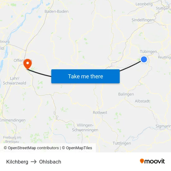 Kilchberg to Ohlsbach map