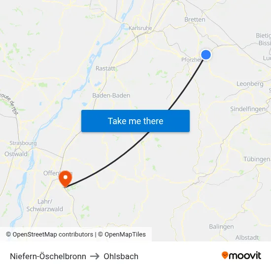 Niefern-Öschelbronn to Ohlsbach map