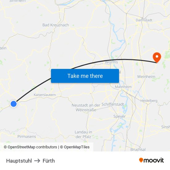 Hauptstuhl to Fürth map