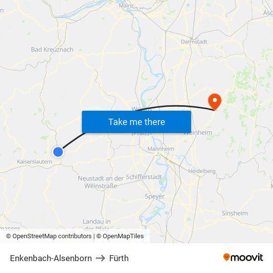 Enkenbach-Alsenborn to Fürth map