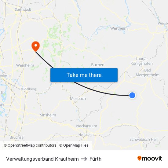 Verwaltungsverband Krautheim to Fürth map