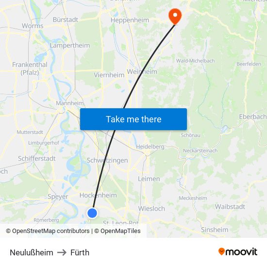 Neulußheim to Fürth map