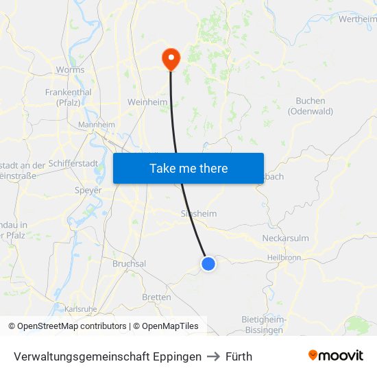 Verwaltungsgemeinschaft Eppingen to Fürth map