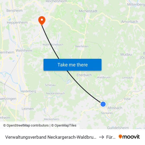 Verwaltungsverband Neckargerach-Waldbrunn to Fürth map