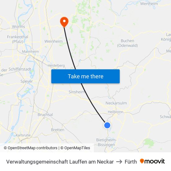 Verwaltungsgemeinschaft Lauffen am Neckar to Fürth map