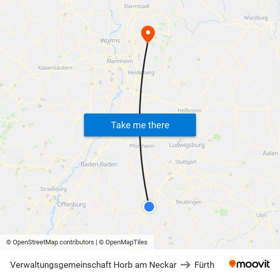 Verwaltungsgemeinschaft Horb am Neckar to Fürth map