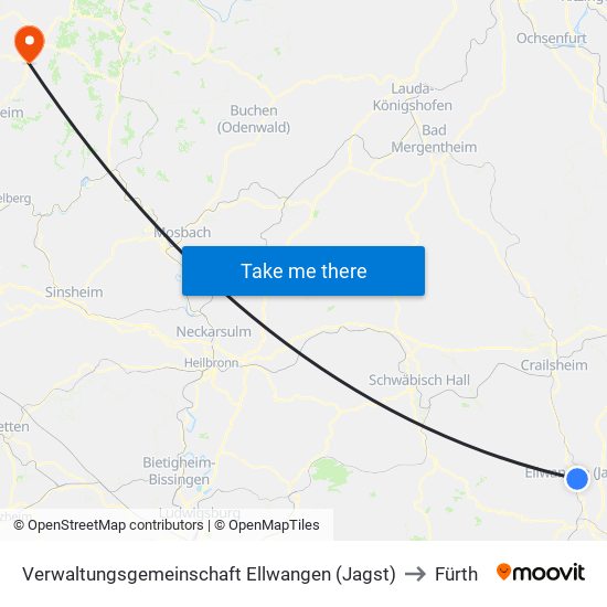 Verwaltungsgemeinschaft Ellwangen (Jagst) to Fürth map