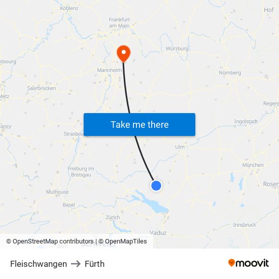 Fleischwangen to Fürth map