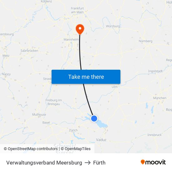 Verwaltungsverband Meersburg to Fürth map