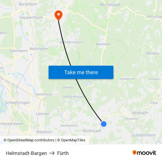 Helmstadt-Bargen to Fürth map