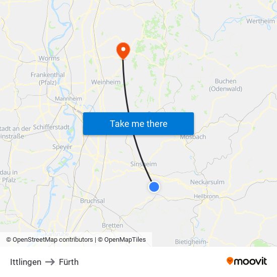 Ittlingen to Fürth map