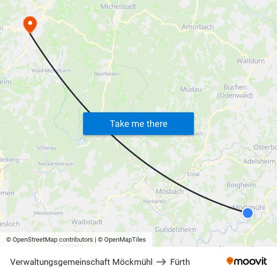 Verwaltungsgemeinschaft Möckmühl to Fürth map