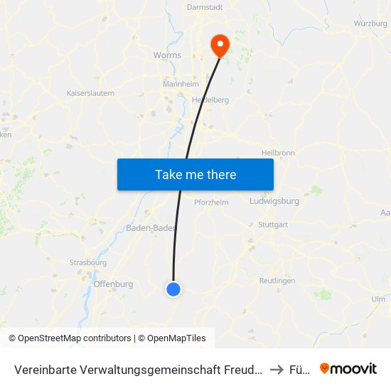 Vereinbarte Verwaltungsgemeinschaft Freudenstadt to Fürth map