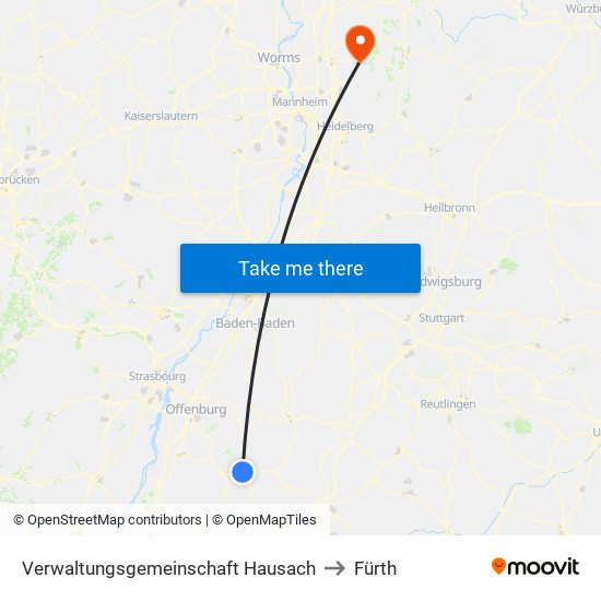 Verwaltungsgemeinschaft Hausach to Fürth map