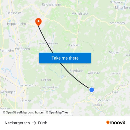 Neckargerach to Fürth map