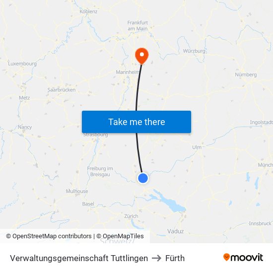 Verwaltungsgemeinschaft Tuttlingen to Fürth map