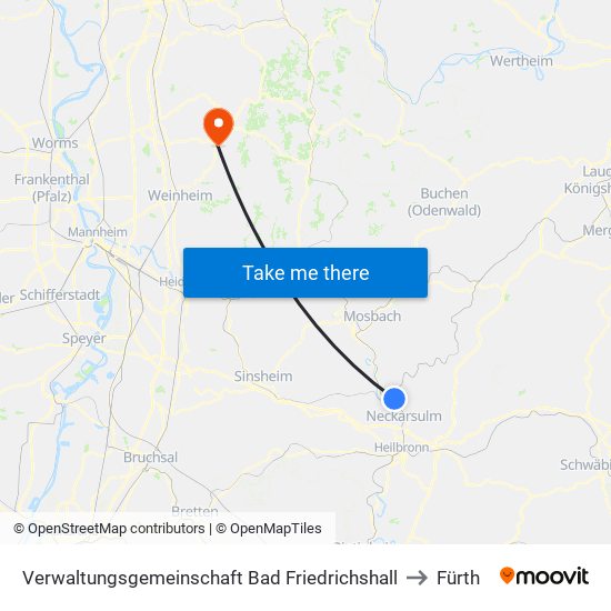 Verwaltungsgemeinschaft Bad Friedrichshall to Fürth map