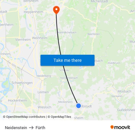 Neidenstein to Fürth map