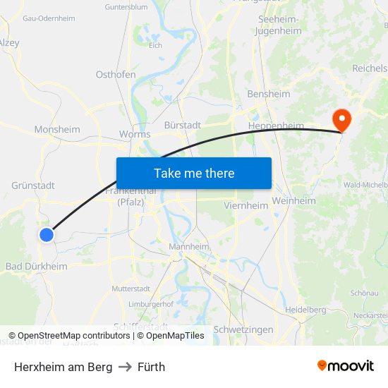 Herxheim am Berg to Fürth map