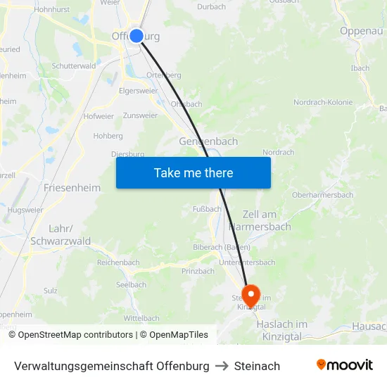 Verwaltungsgemeinschaft Offenburg to Steinach map