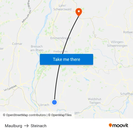 Maulburg to Steinach map