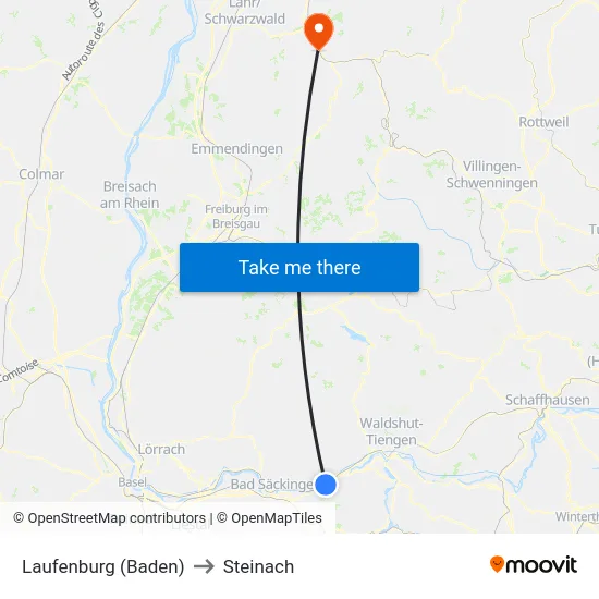 Laufenburg (Baden) to Steinach map