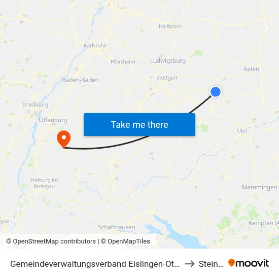 Gemeindeverwaltungsverband Eislingen-Ottenbach-Salach to Steinach map