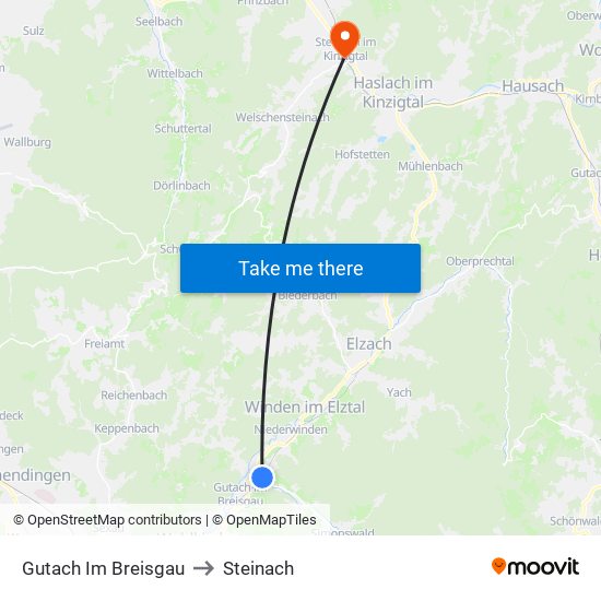 Gutach Im Breisgau to Steinach map