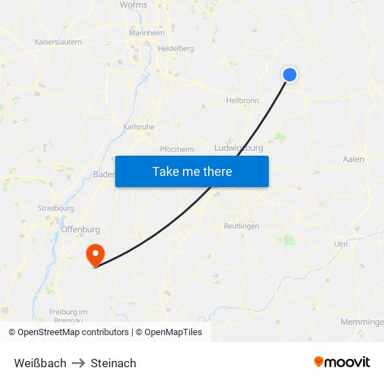 Weißbach to Steinach map