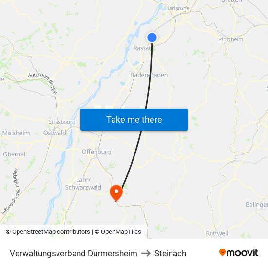 Verwaltungsverband Durmersheim to Steinach map