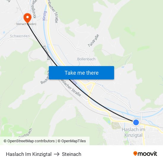 Haslach Im Kinzigtal to Steinach map