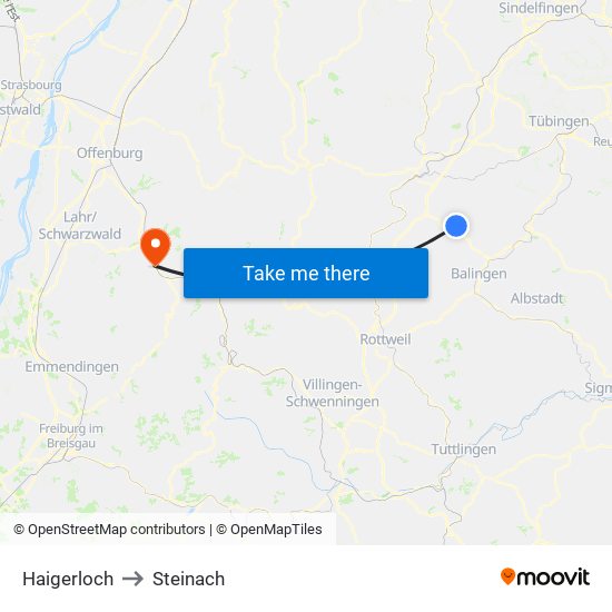 Haigerloch to Steinach map