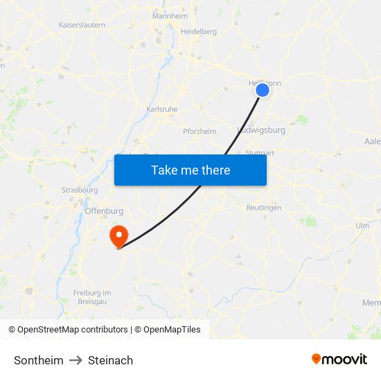 Sontheim to Steinach map