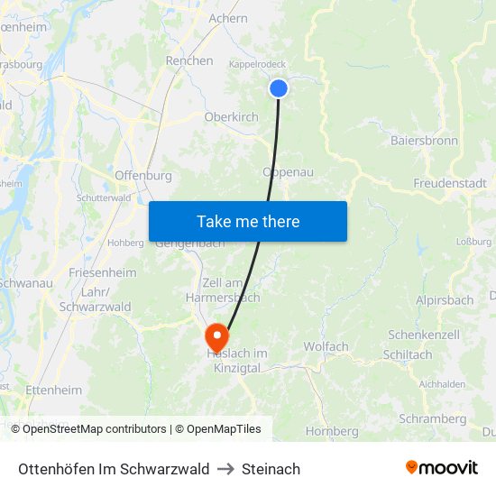 Ottenhöfen Im Schwarzwald to Steinach map