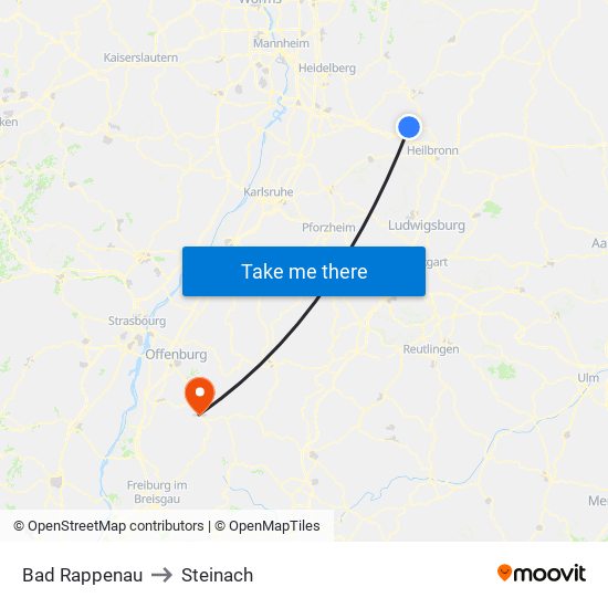 Bad Rappenau to Steinach map