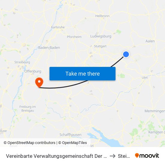Vereinbarte Verwaltungsgemeinschaft Der Stadt Göppingen to Steinach map