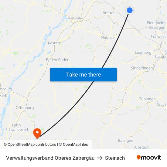 Verwaltungsverband Oberes Zabergäu to Steinach map