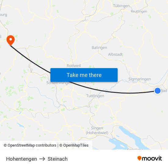 Hohentengen to Steinach map