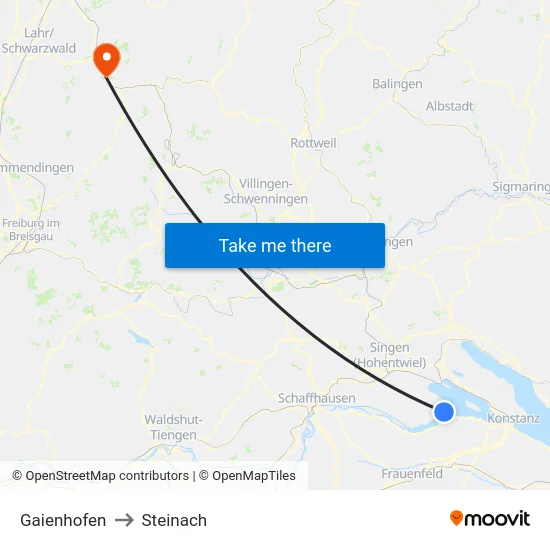 Gaienhofen to Steinach map