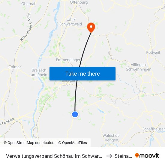 Verwaltungsverband Schönau Im Schwarzwald to Steinach map