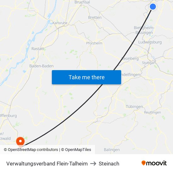 Verwaltungsverband Flein-Talheim to Steinach map