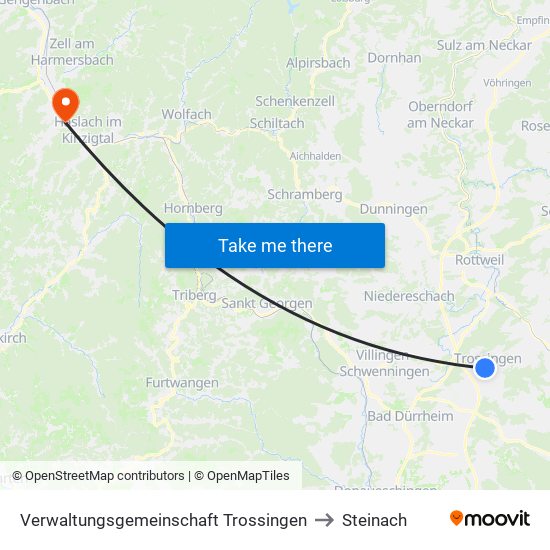 Verwaltungsgemeinschaft Trossingen to Steinach map