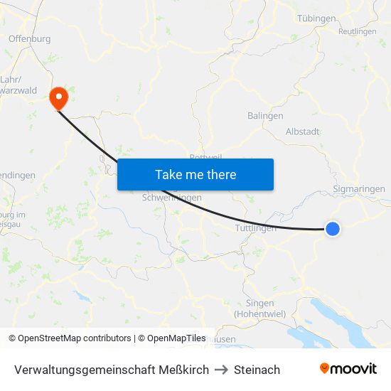 Verwaltungsgemeinschaft Meßkirch to Steinach map