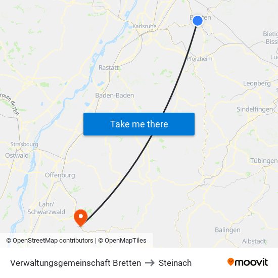 Verwaltungsgemeinschaft Bretten to Steinach map