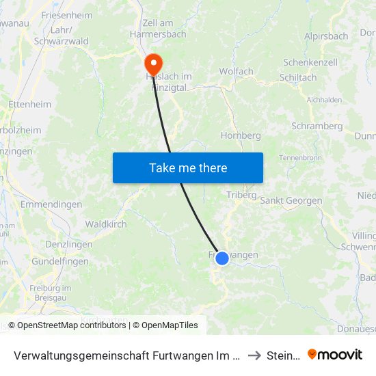 Verwaltungsgemeinschaft Furtwangen Im Schwarzwald to Steinach map